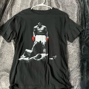 Black Graphic T-Shirt with Red Accents